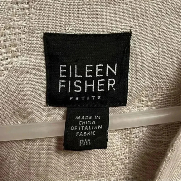 Eileen Fisher Beige Linen Jacquard Long Jacket - Picture 8 of 8